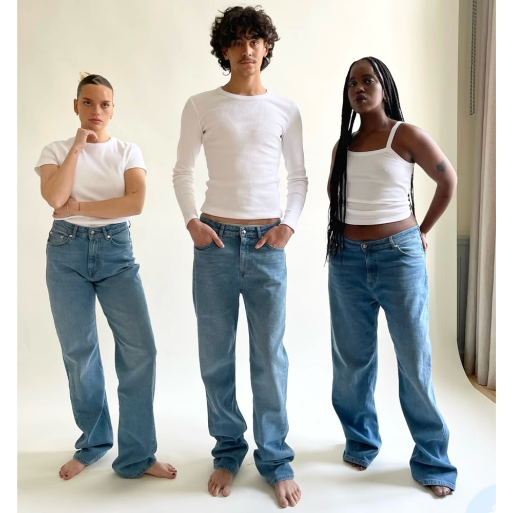 DJERF AVENUE High Rise Embroidered Organic Cotton Denim Straight Leg Jeans‎ 25 - Picture 6 of 10